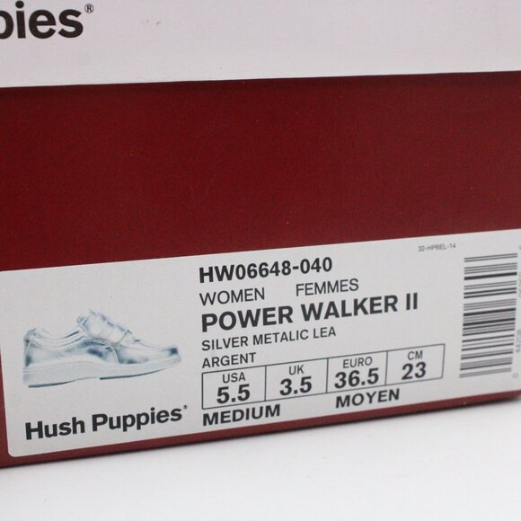 Hush Puppies Shoes Womens Silver Metallic Leather Power Walker II Size 5.5 NIB - Picture 3 of 11